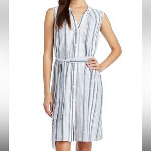 Drew Jocelyn Stripe Dress In Linen/Cotton NEW